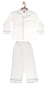 Snow-white 2 piece button-down pyjama set