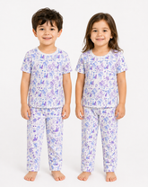 Kids Lavender Forest Print 2 Piece Suit – Soft Breathable Jersey T-Shirt & Pajama Set
