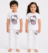 Kids White Hello Kitty Camera Print 2-Piece T-Shirt & Pajama Set