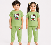 Kids Green Hello Kitty Strawberry 2-Piece T-Shirt & Pajama Set