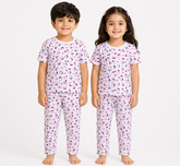 Kids Light Grey Hello Kitty All-Over Print 2-Piece T-Shirt & Pajama Set