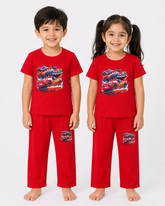 Kids Red Racing Cars 2-Piece T-Shirt & Pajama Set
