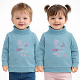 Billi Ke Bachon Ke Mozay Turtle Neck Sweatshirt - Sky Blue