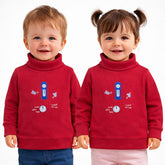 Ghari Pe Chooha Nacha Turtle Neck Sweatshirt - Red