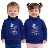 Billi Ke Bachon Ke Mozay Turtle Neck Sweatshirt - Navy Blue