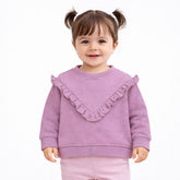Chirpy Birdhouse Round Neck Sweatshirt - Purple