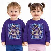Robot Round Neck Sweatshirt - Purple