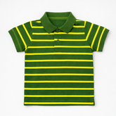 Green and Yellow Striped Polo