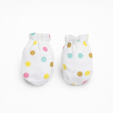 Polka White Mittens