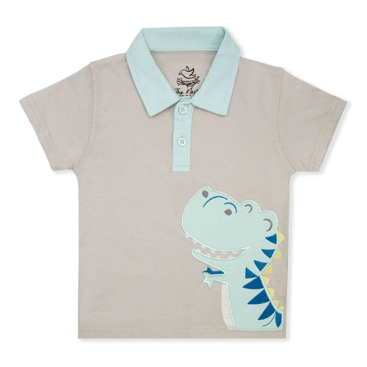 Dragon-Print Collar Tee