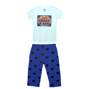 Girls' Hum Do Light Mint and Pastel Sea Green Truck Art Print T-Shirt & Trouser Set
