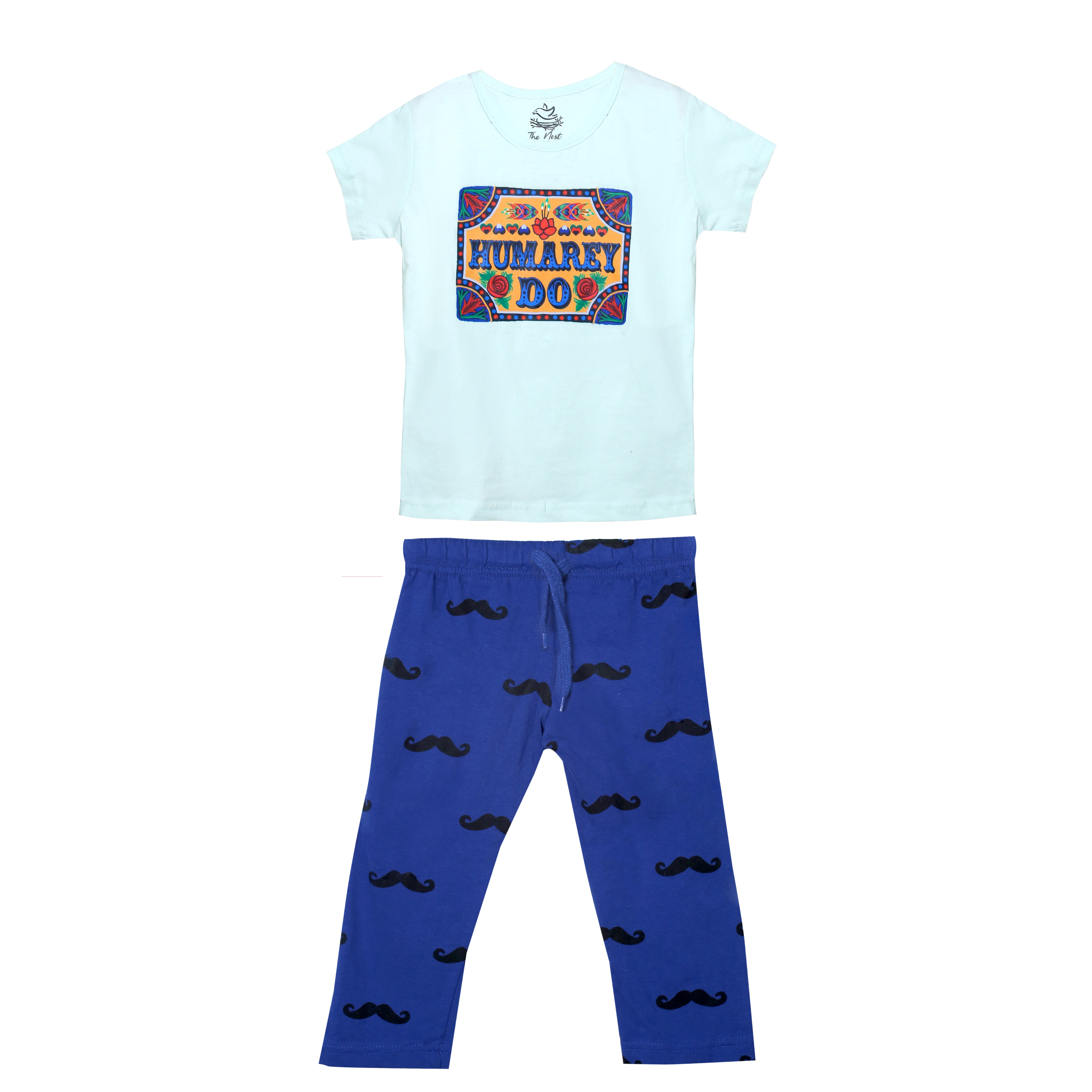 Boys' Hum Do Light Mint and Pastel Sea Green Truck Art Print T-Shirt & Trouser Set
