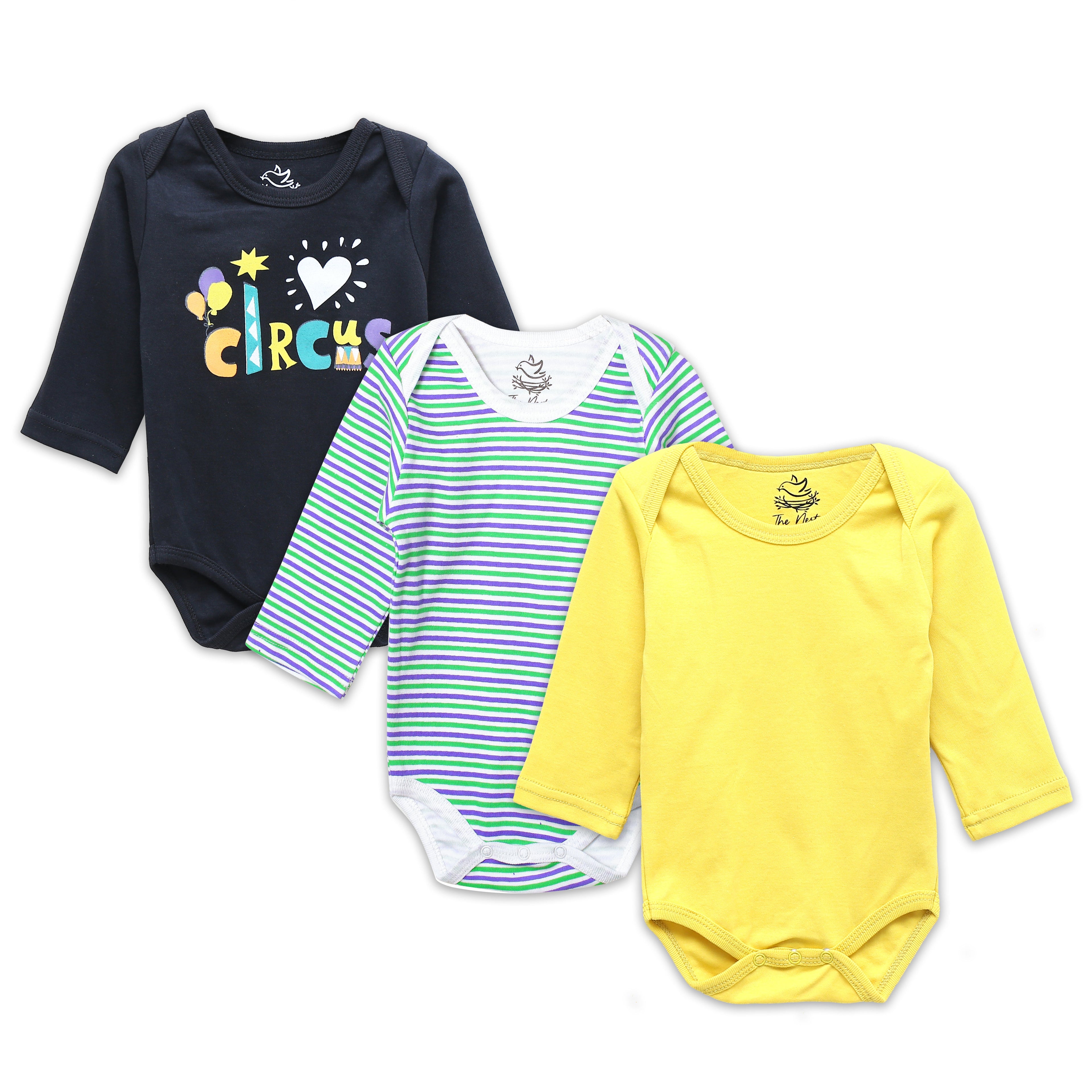 Pack Of 3 Circus Long Sleeve Bodysuit (Bundle)