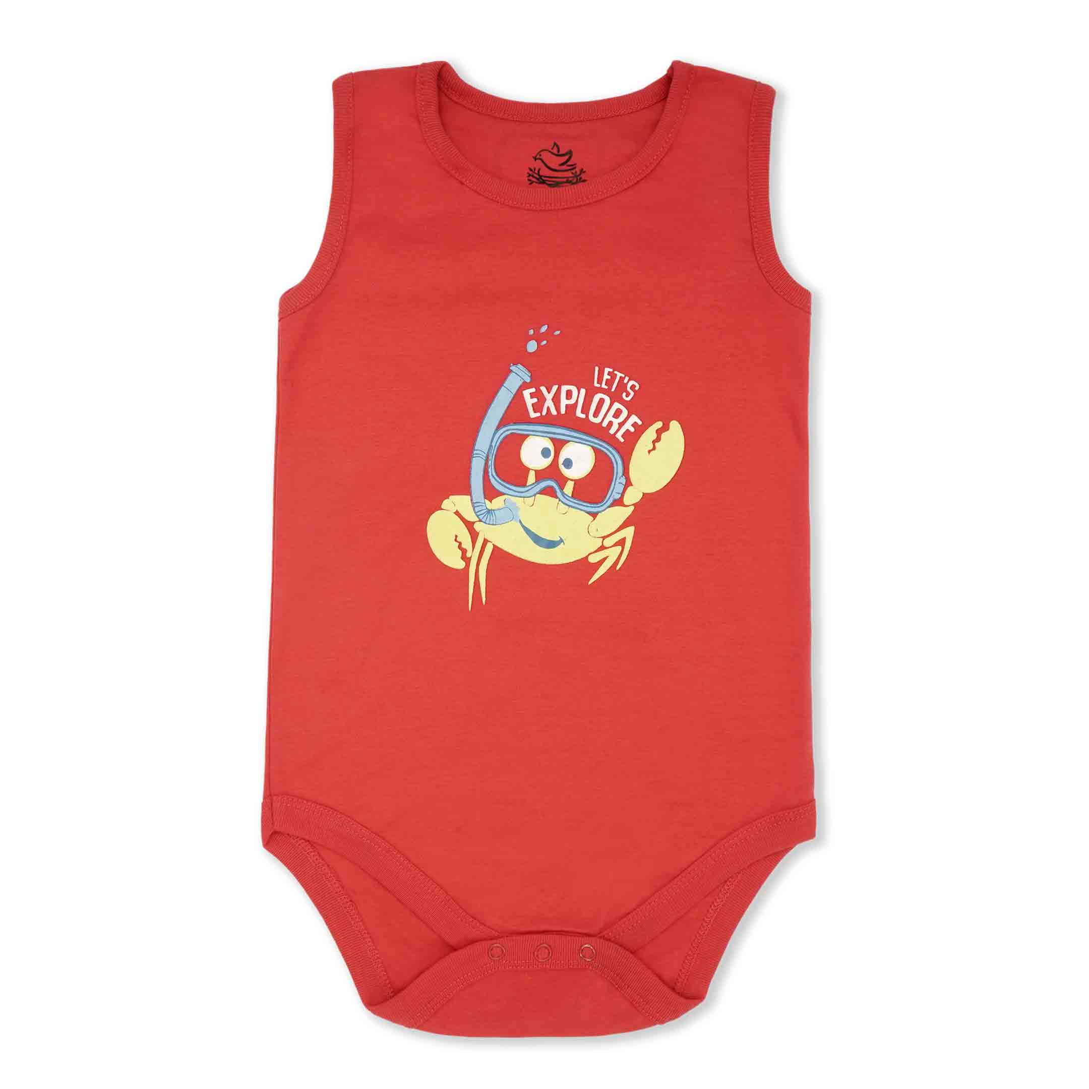 Pack Of 3 Dive Into The Sea Sleeves Less Bodysuits (Bundle)