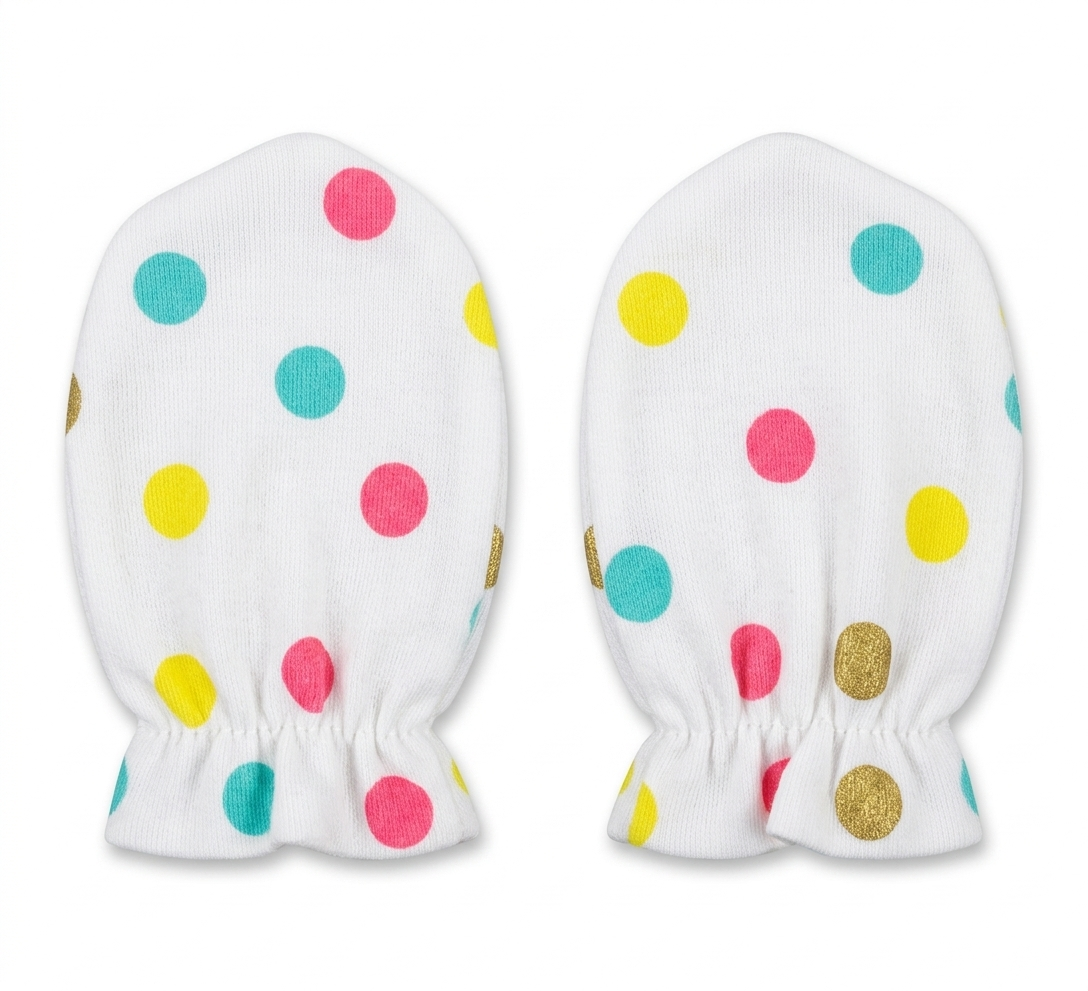 Baby Polka Dot Scratch Mittens – Soft Cotton Newborn Hand Covers