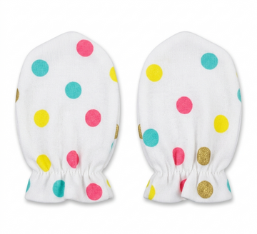Baby Polka Dot Scratch Mittens – Soft Cotton Newborn Hand Covers
