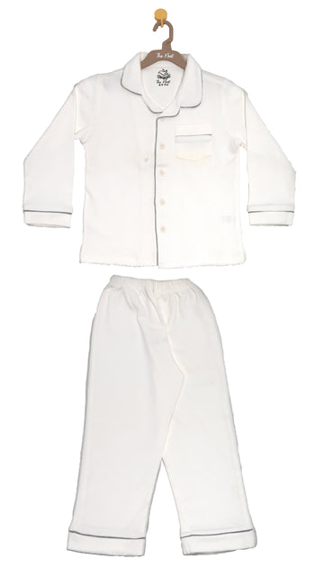 Snow-white 2 piece button-down pyjama set