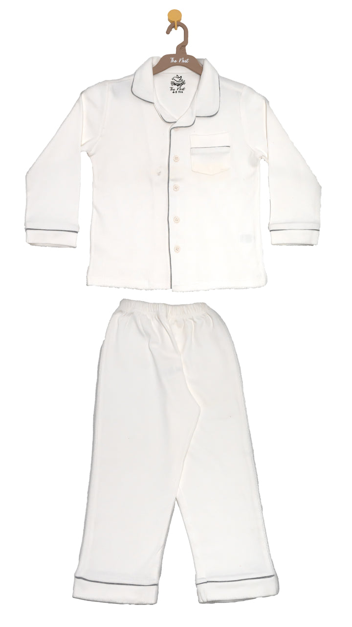 Snow-white 2 piece button-down pyjama set