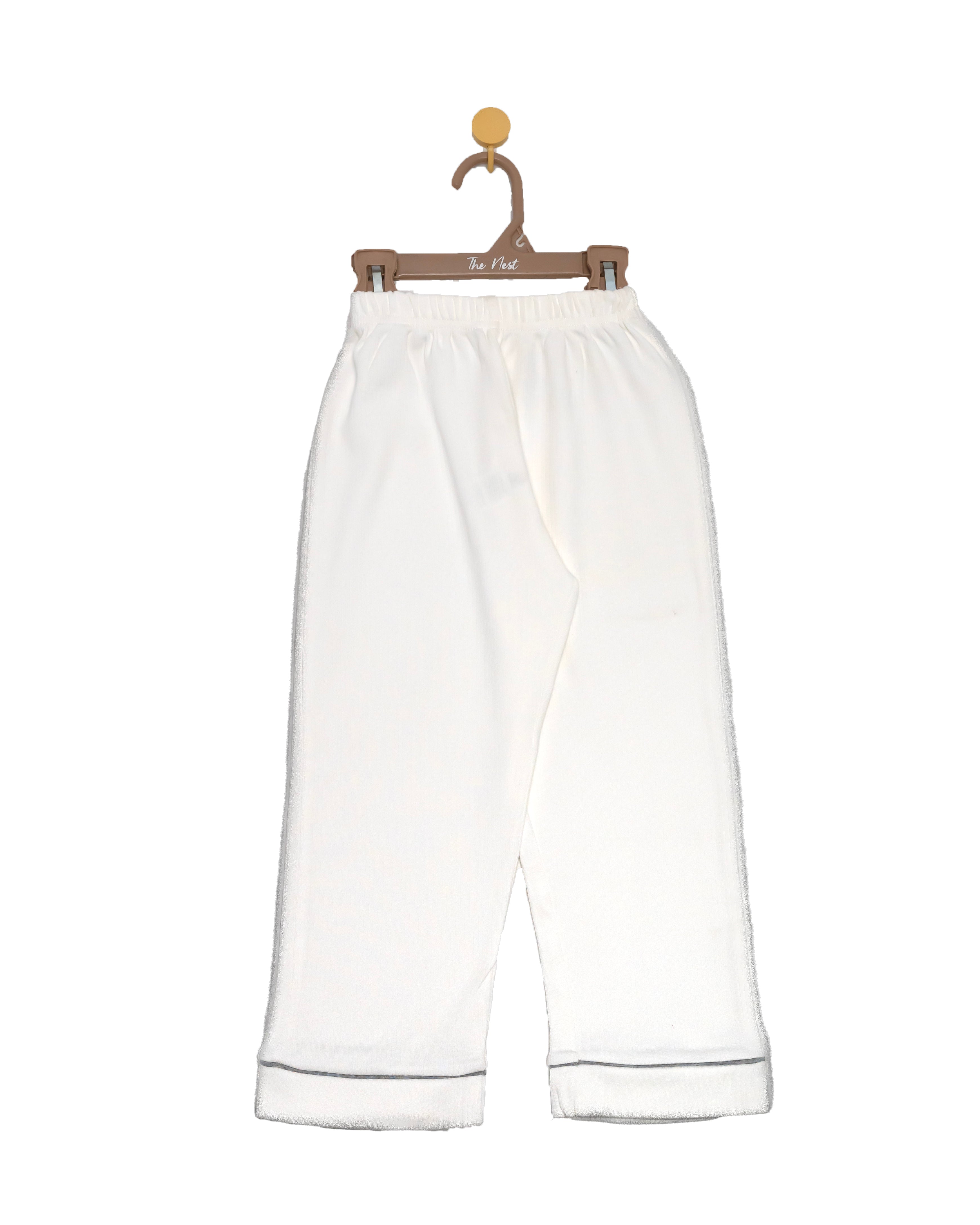 Snow-white 2 piece button-down pyjama set