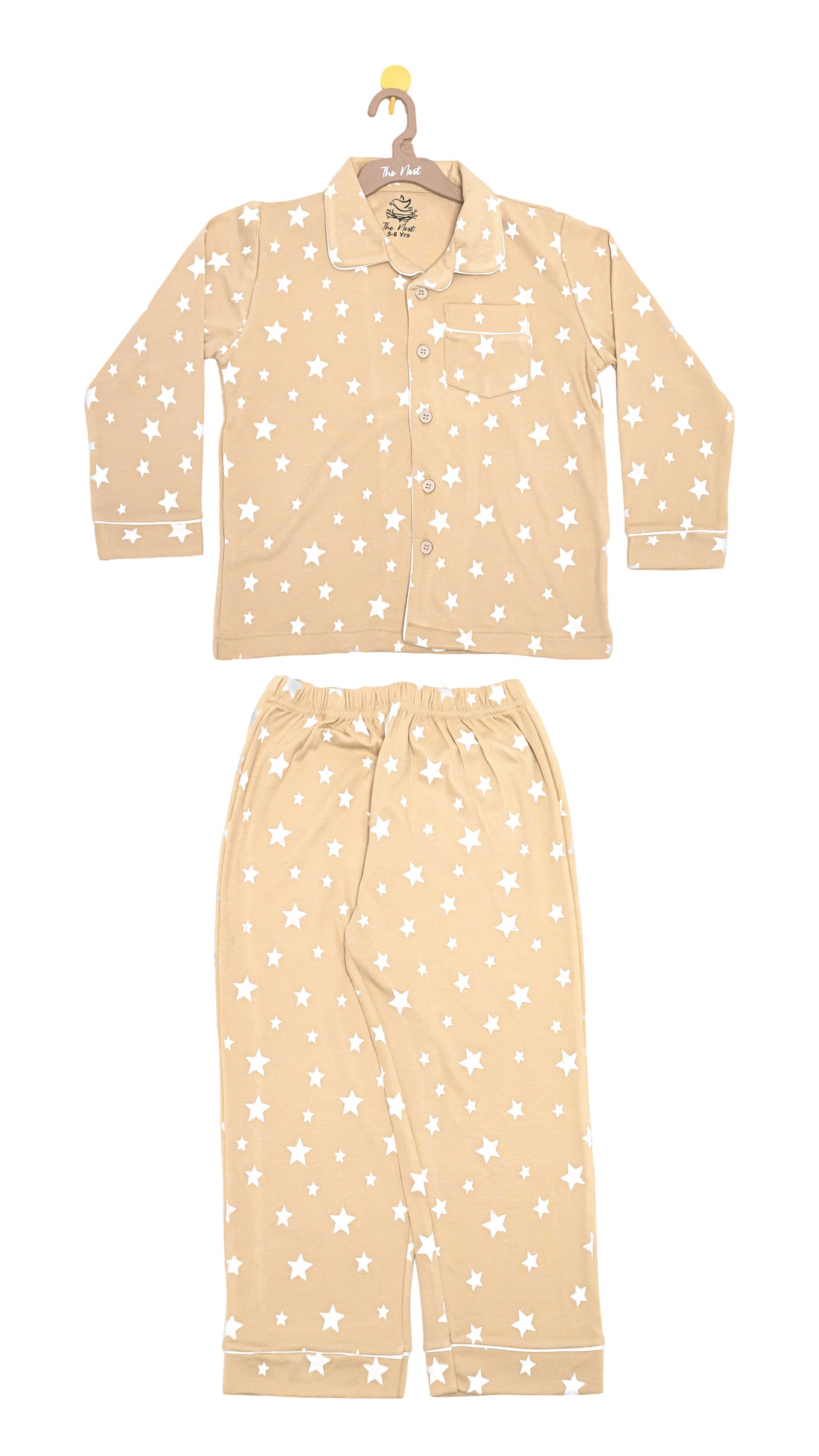 Cream Starry 2-piece button-down Pyjama set