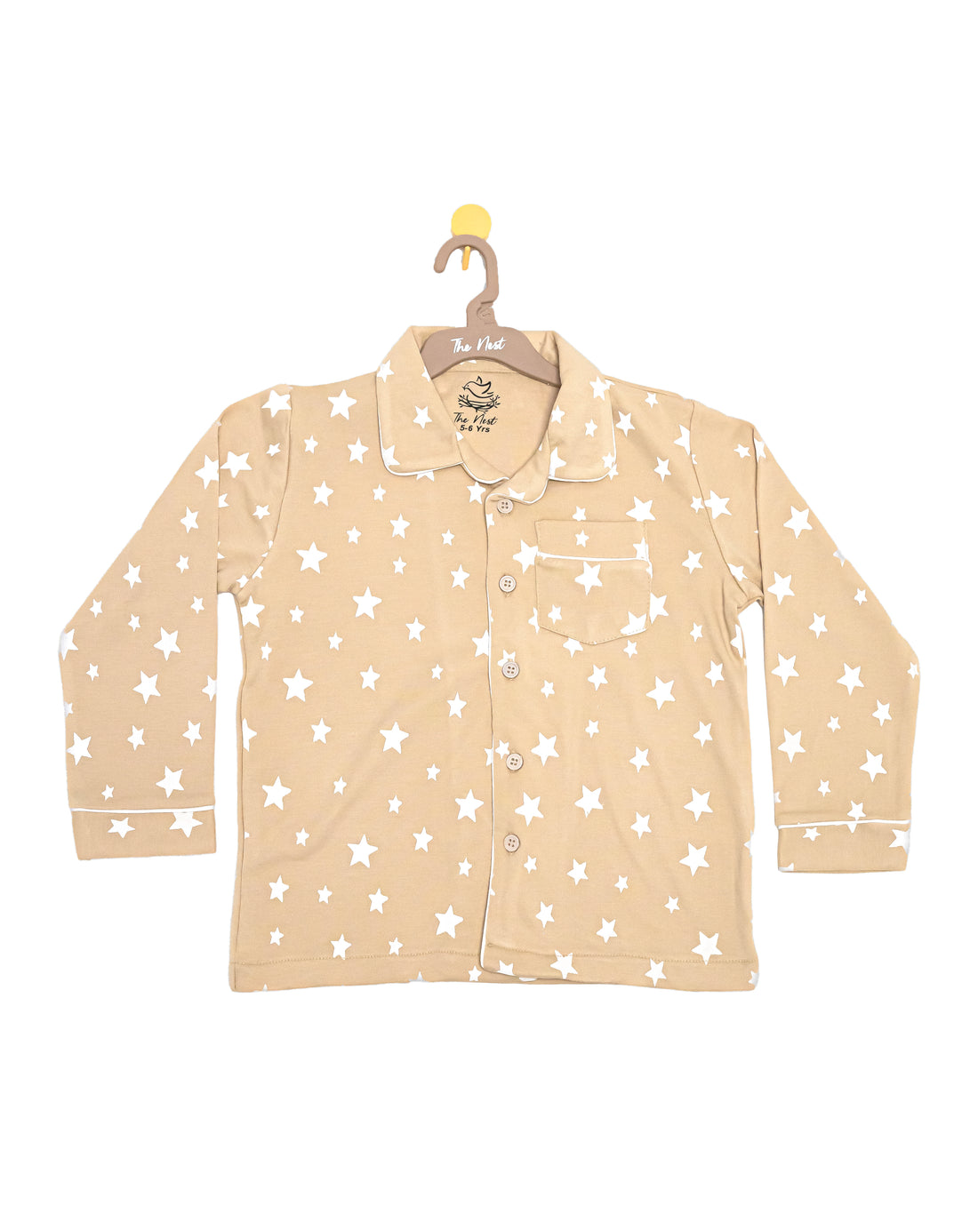 Cream Starry 2-piece button-down Pyjama set