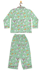 Generic Night Suit (Pipping) - F/Sleeve - 45s PC Interlock - Green Ash - UniCorn Print