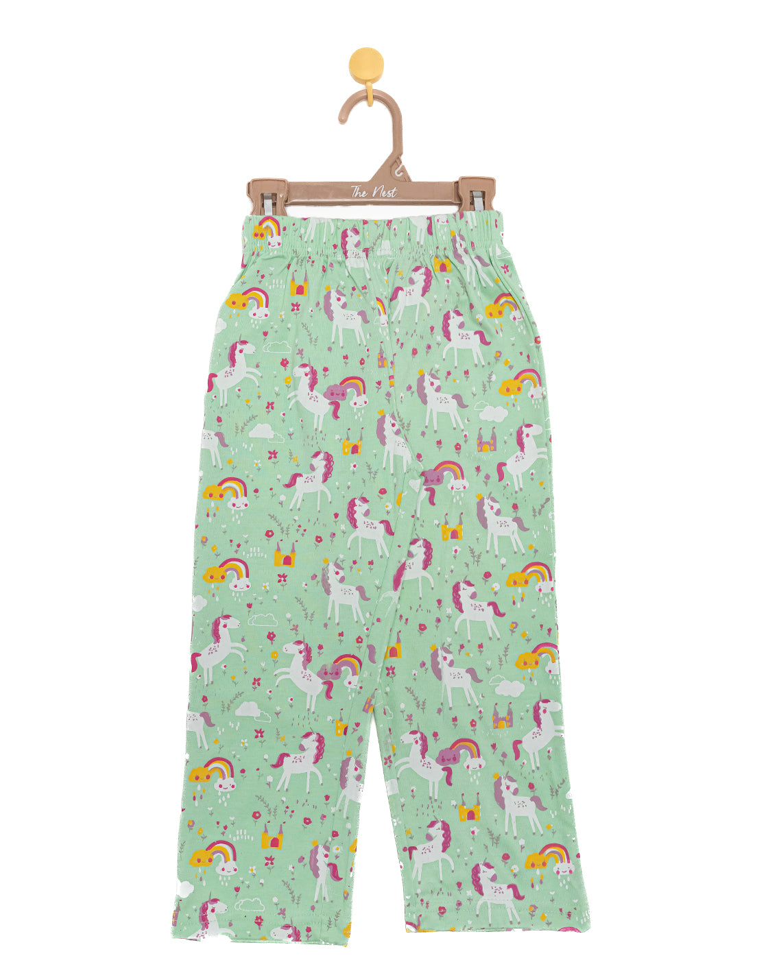 Generic Night Suit (Crew Neck) - S/Sleeve - 45s PC Interlock - Green Ash - UniCorn Print