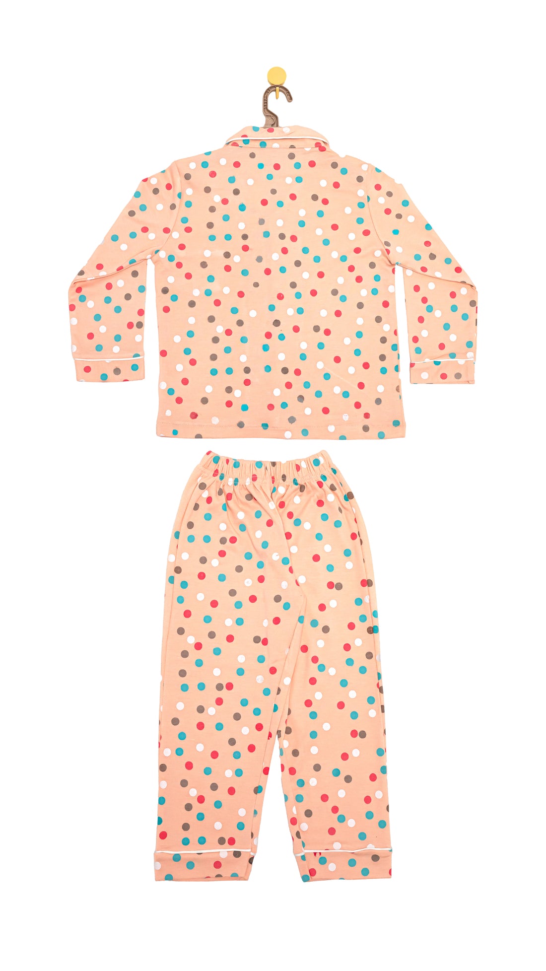 Polka Peach 2-piece button-down Pyjama set