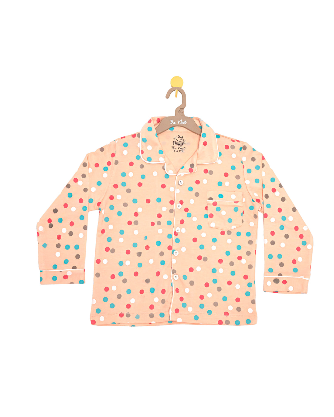 Polka Peach 2-piece button-down Pyjama set