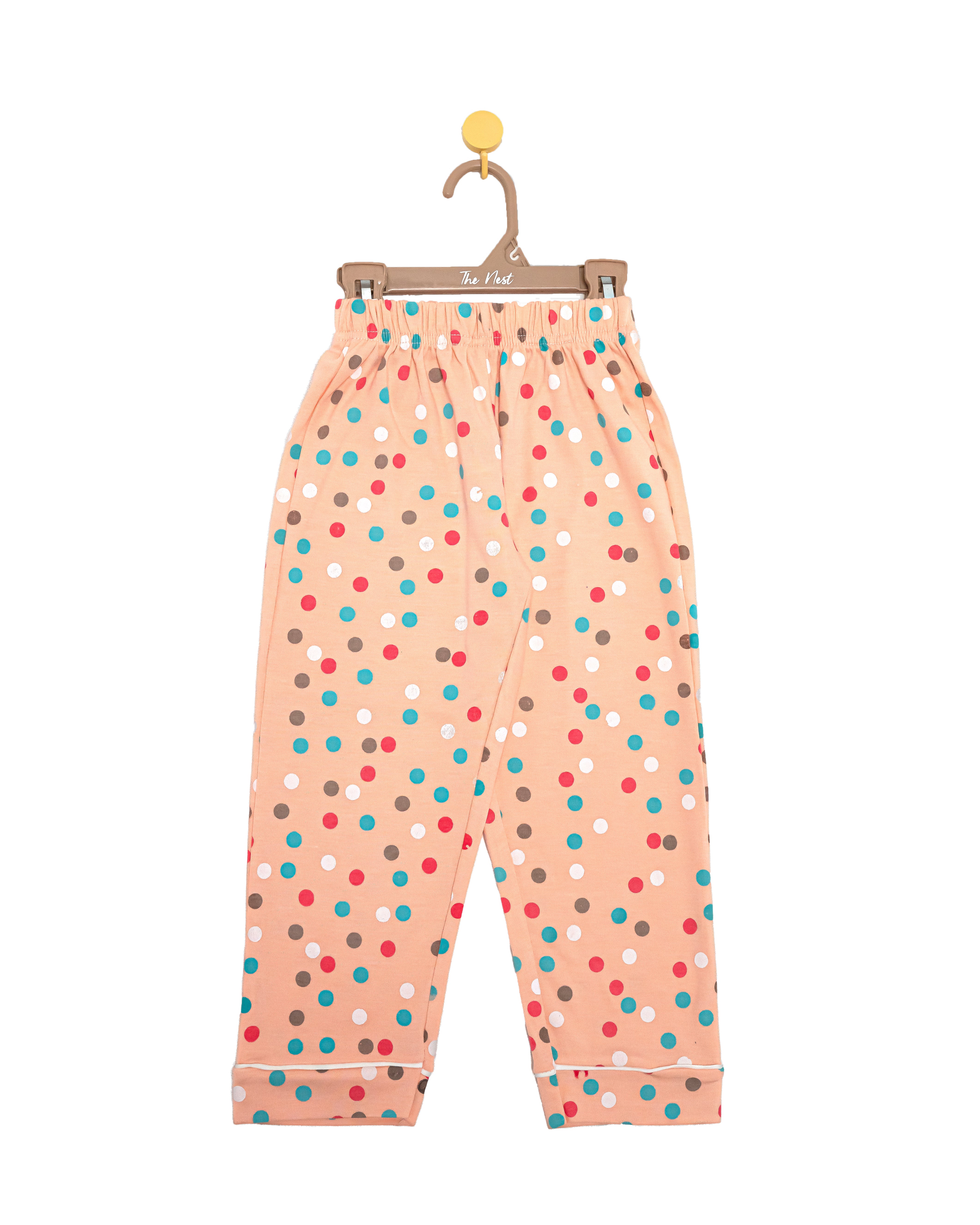 Polka Peach 2-piece button-down Pyjama set