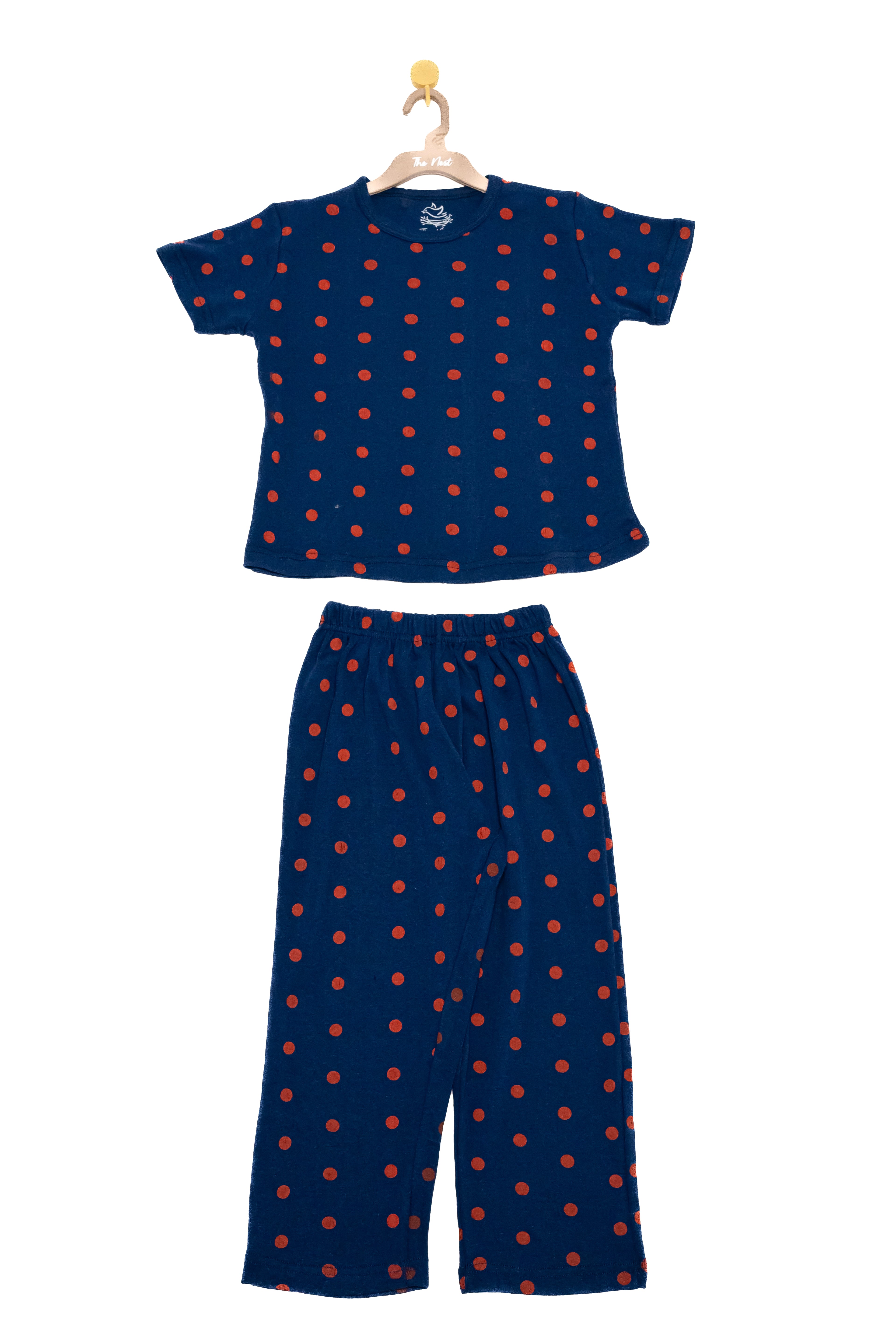 Generic Night Suit (Crew Neck) - Polka Dot Blue