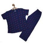 Generic Night Suit (Crew Neck) - Polka Dot Blue