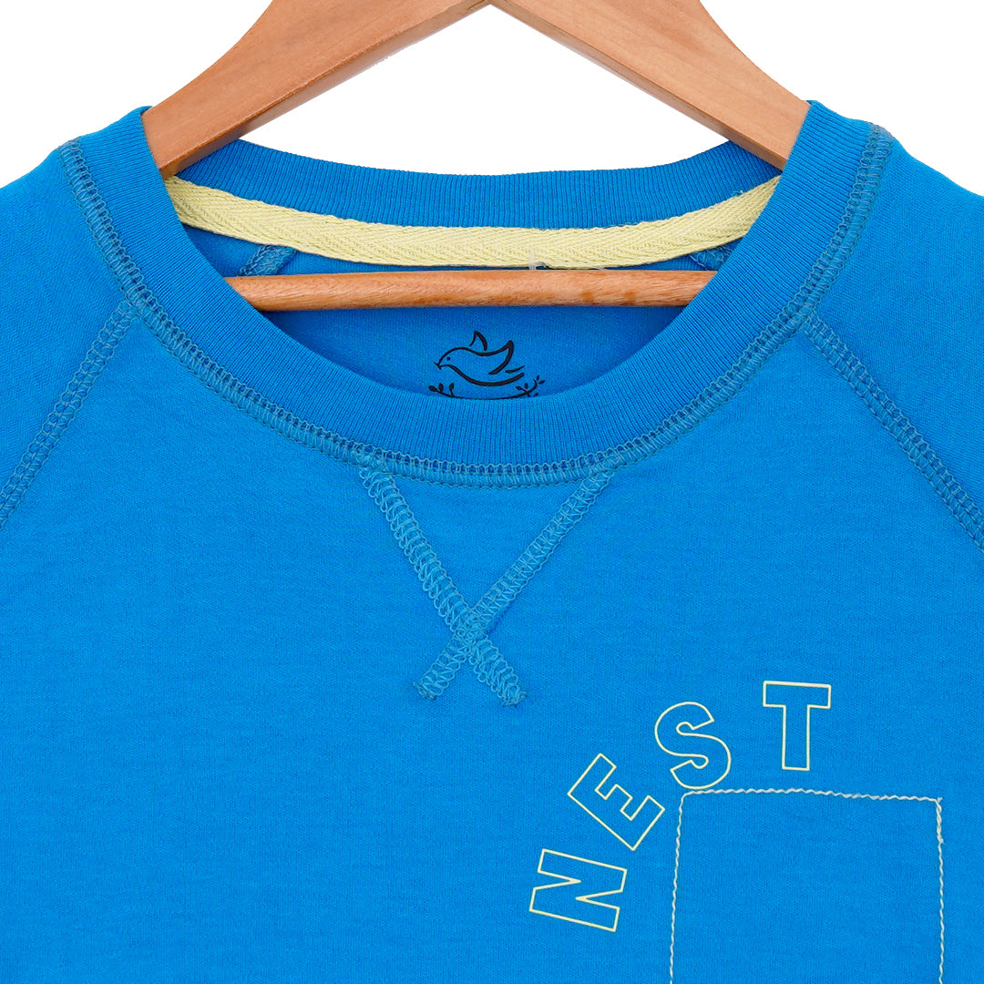 Summer Surf Round Neck Sweatshirt - Blue
