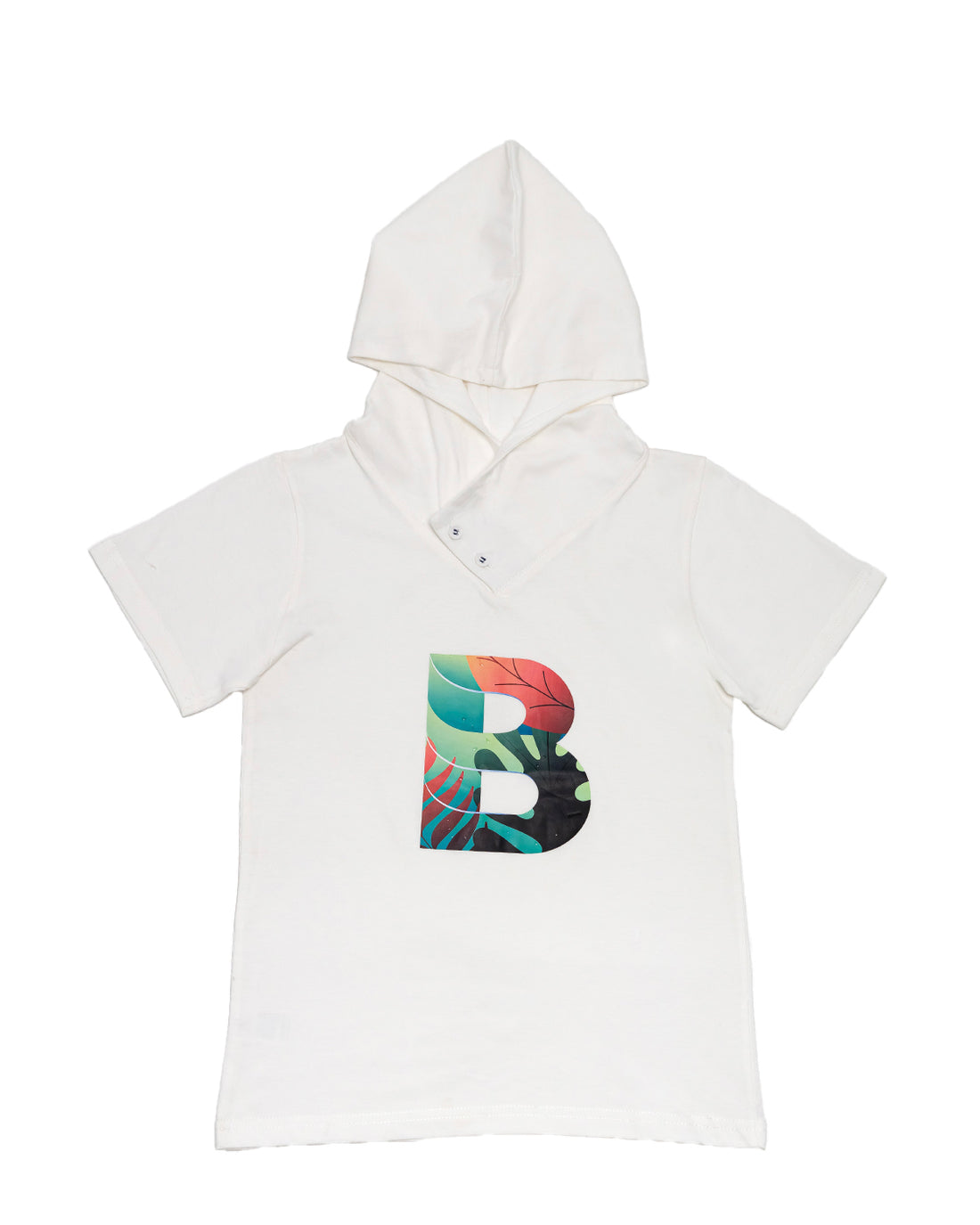 GENERIC White Hoodie V-Neck T-Shirt