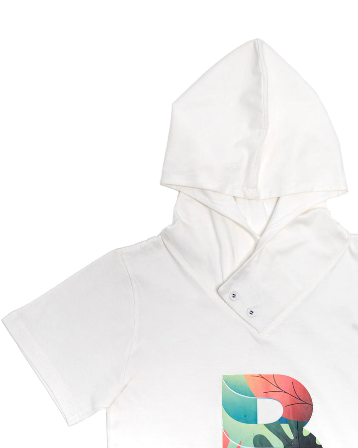 GENERIC White Hoodie V-Neck T-Shirt