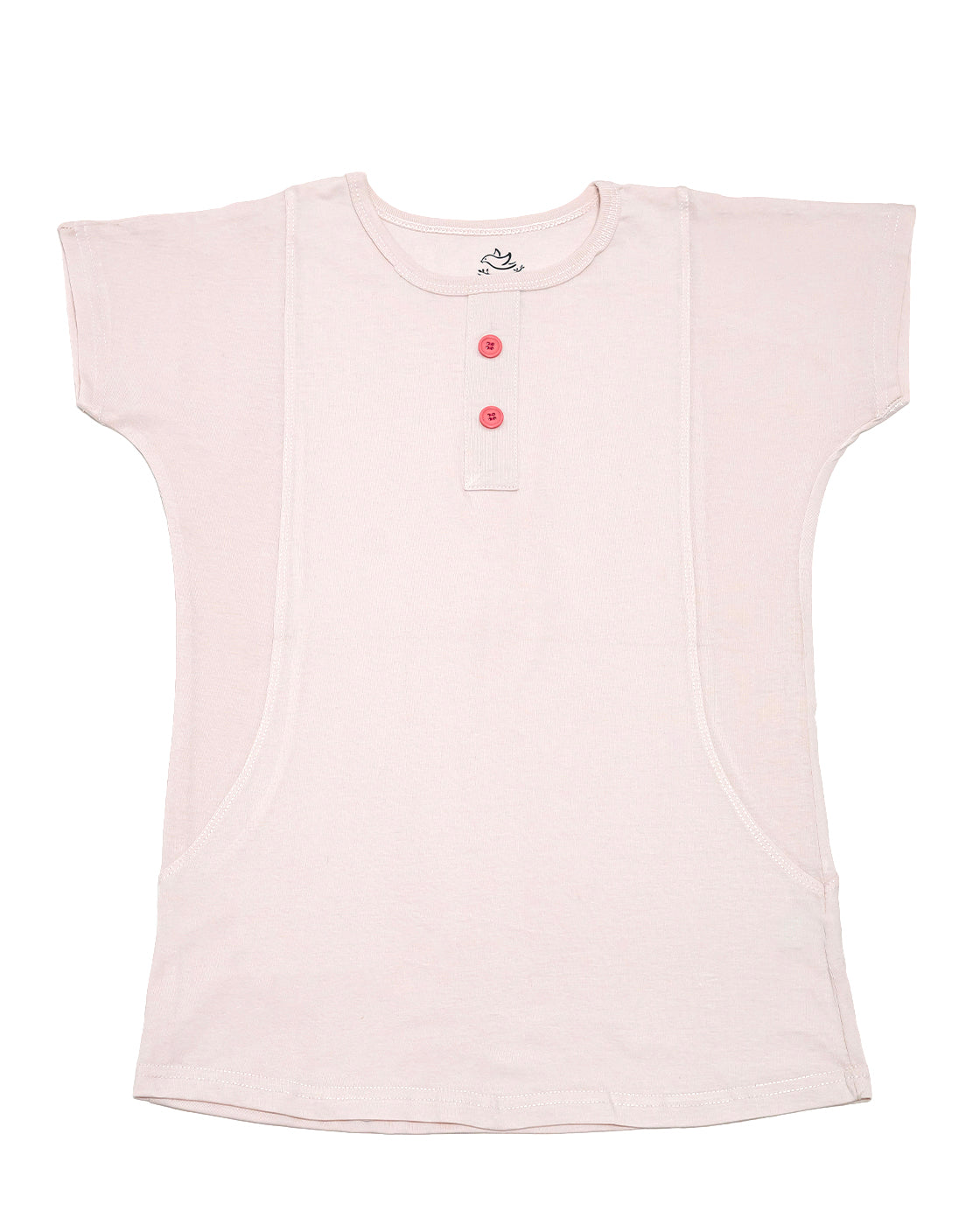 Soft Pink Henley Tunic T-Shirt