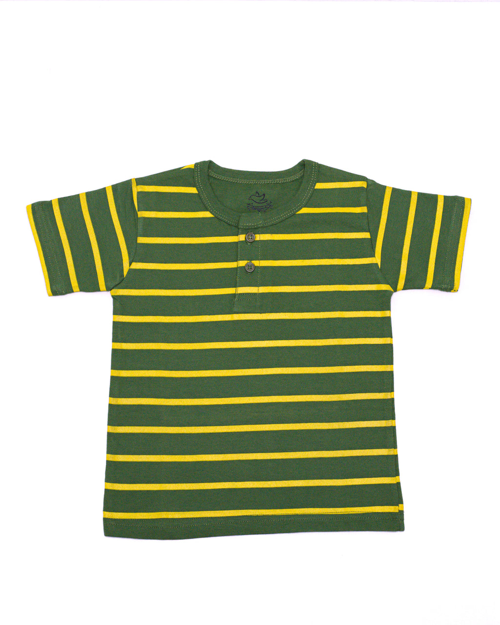 Green and Yellow Striped Henley T- Shirt