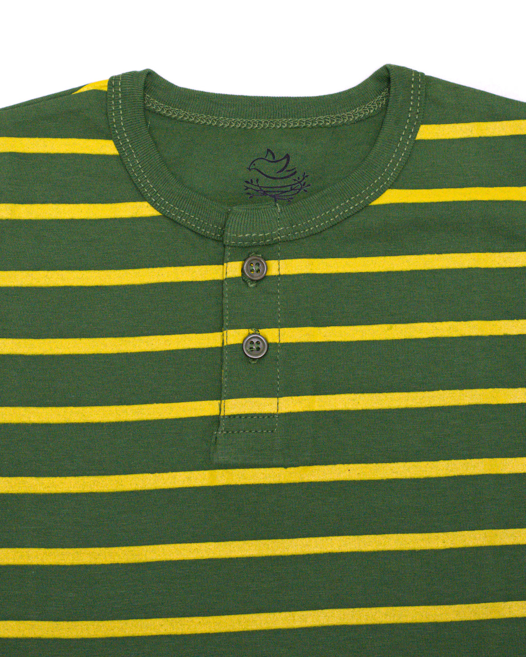 Green and Yellow Striped Henley T- Shirt