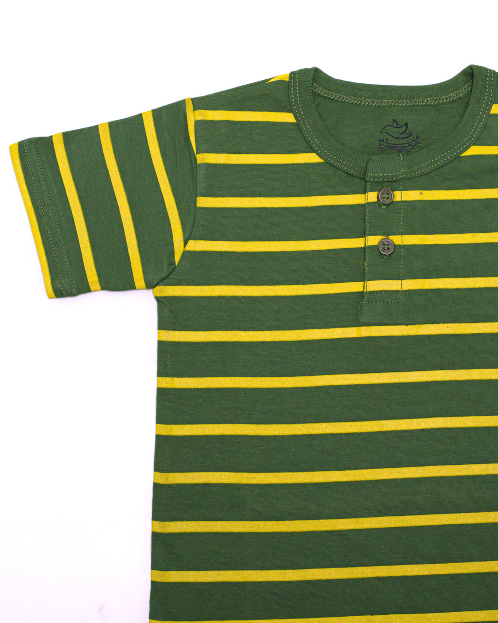 Green and Yellow Striped Henley T- Shirt
