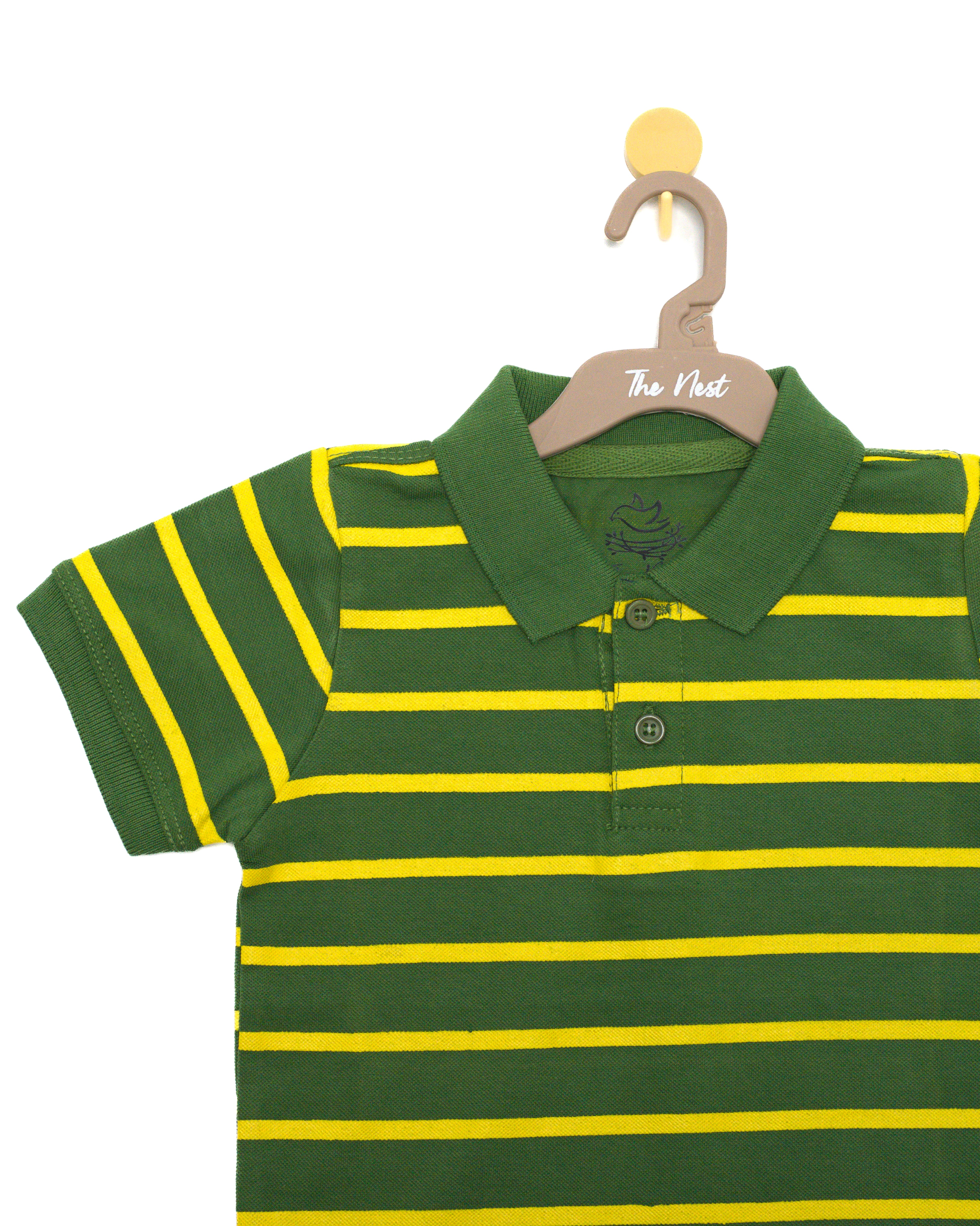 Green and Yellow Striped Polo