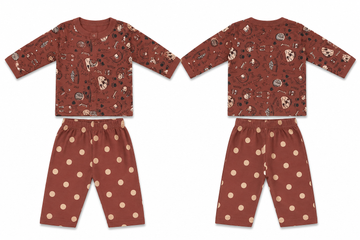 Kids Brown Pet Print Jersey 2 Piece Loungewear Set