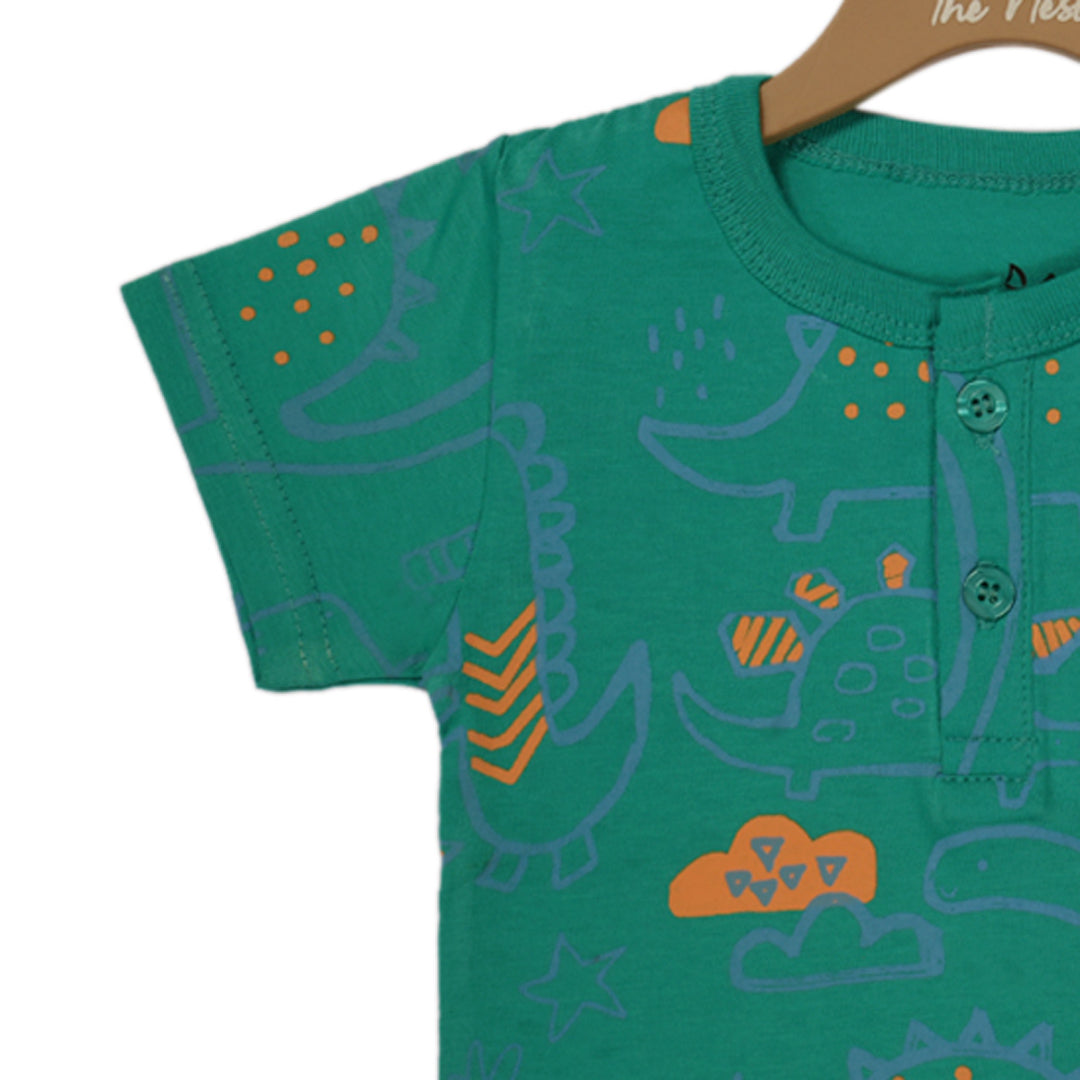 Dino-Mite Teal Henley T-Shirt