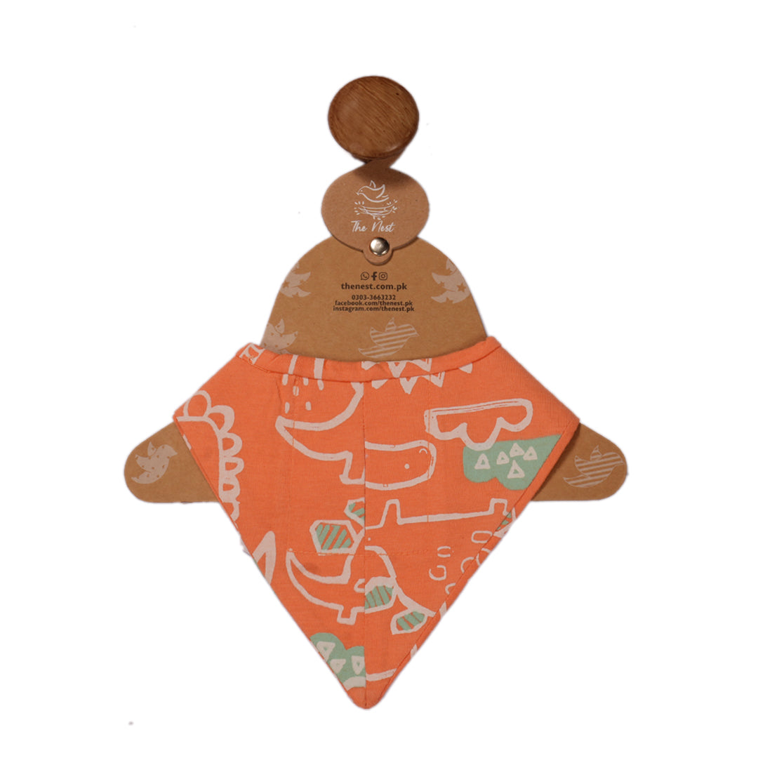 Dino Drive Baby Bandana Bib – Sunset Orange
