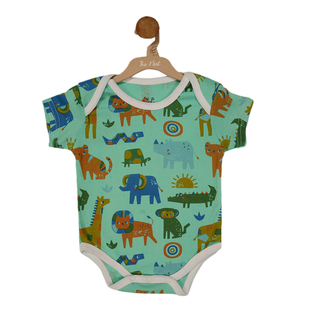 ZOO BII DOO – Animal Print Nest Basic Short Sleeve Bodysuit