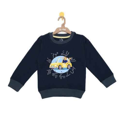 Abu Laye Motor Car Round Neck Sweatshirt - Navy