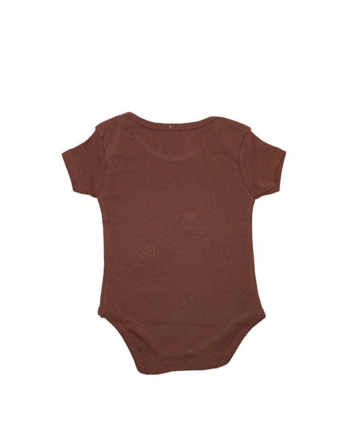 Ghousla Short Sleeve BodySuit in Russet brown