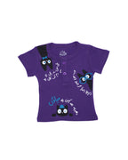 Ghousla Cat Henley T-Shirt - Bright Violet