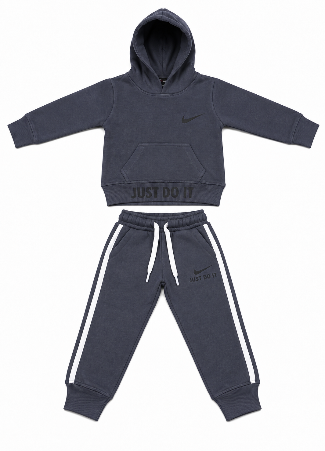 Charcoal Grey Kids Fleece Tracksuit Set