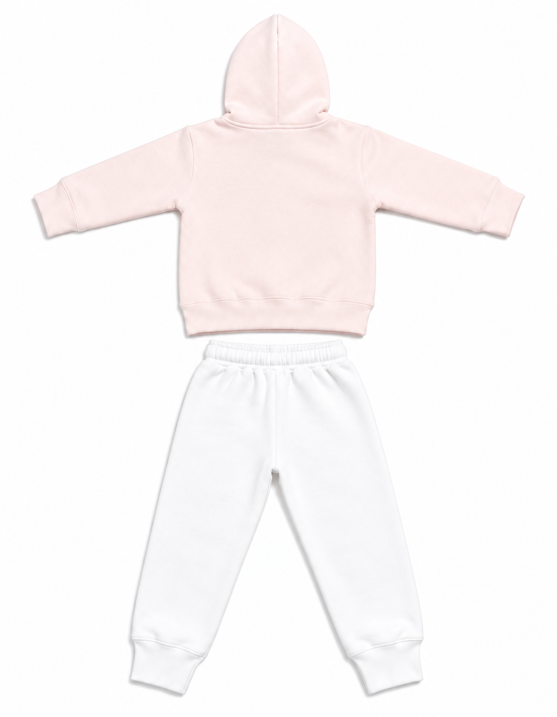 Pink & White Kids Fleece Tracksuit Set