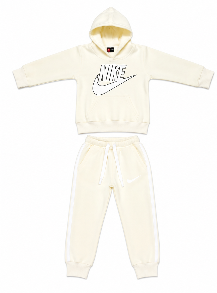 Cream Kids Fleece Tracksuit Set